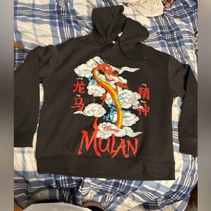 Disney Mulan Black Hoodie with Red and Yellow Design